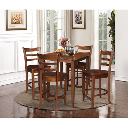 International Concepts 30 in. x 30 in. Counter Height Table with 4 Emily Counter Height Stools - 5 Piece Set K581-3030-S6172-4